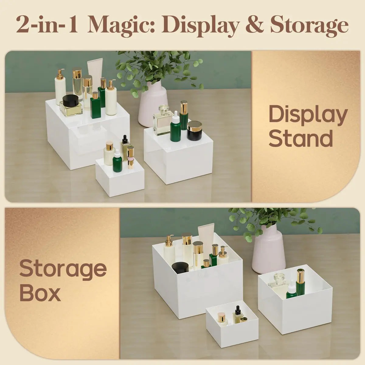 6 PCS Buffet Risers, Large Food Risers for Buffet Table, Display Stand Shelf for Party, Catering, Jewelry & Collectibles, White Plastic Nesting Boxes for Food Display