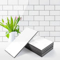 100Pcs Water Proof Glossy White Peel and Stick Backsplash,3''x6'' PVC Subway Tile, Stick on Backsplash for Kitchen/Bathroom Decoration Stickers Decorative Ornaments