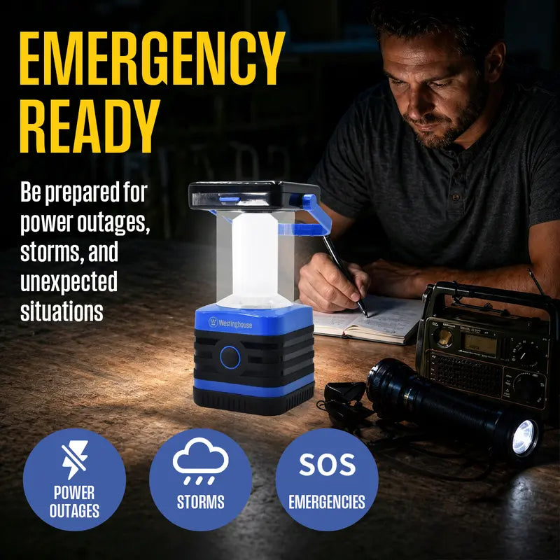 1000 Lumen Solar Powered LED Lantern, Rechargeable Camping Light with 5 Modes, USB-C & Power Bank