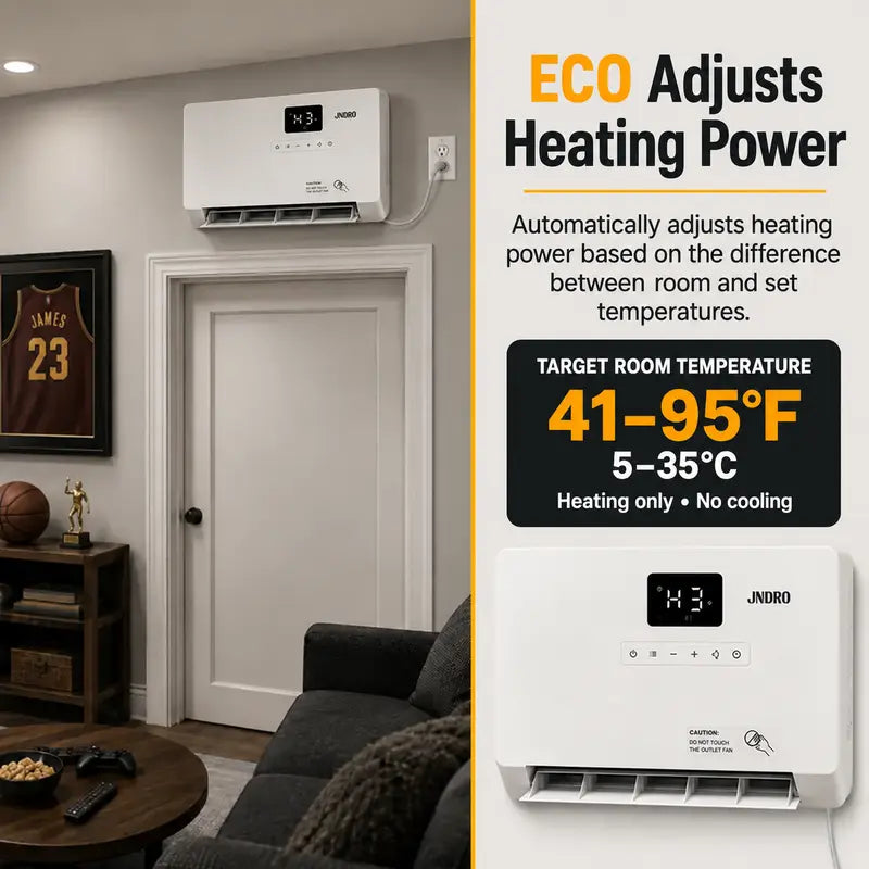 Smart Wall Heater, 1500W Fast Heating Electric Space Heater for Indoor Use, Wall Mounted Panel Heater with Oscillation Modes, 24-Hour Timer Overheat Protection for Bedroom, Bathroom, Office Heating System Adjustable Heating