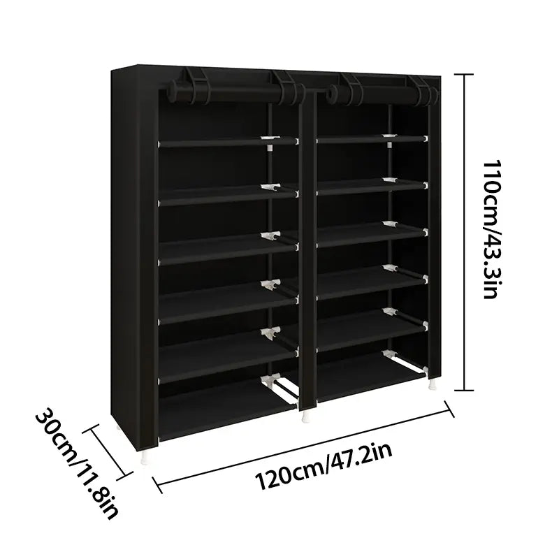10 Tier Shoe Rack with Dustproof Cover Adjustable Storage Organizer