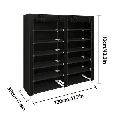 10 Tier Shoe Rack with Dustproof Cover Adjustable Storage Organizer