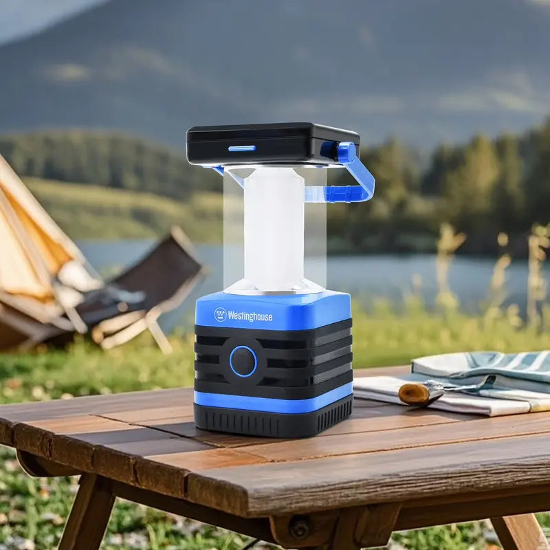 1000 Lumen Solar Powered LED Lantern, Rechargeable Camping Light with 5 Modes, USB-C & Power Bank