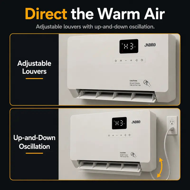 Smart Wall Heater, 1500W Fast Heating Electric Space Heater for Indoor Use, Wall Mounted Panel Heater with Oscillation Modes, 24-Hour Timer Overheat Protection for Bedroom, Bathroom, Office Heating System Adjustable Heating