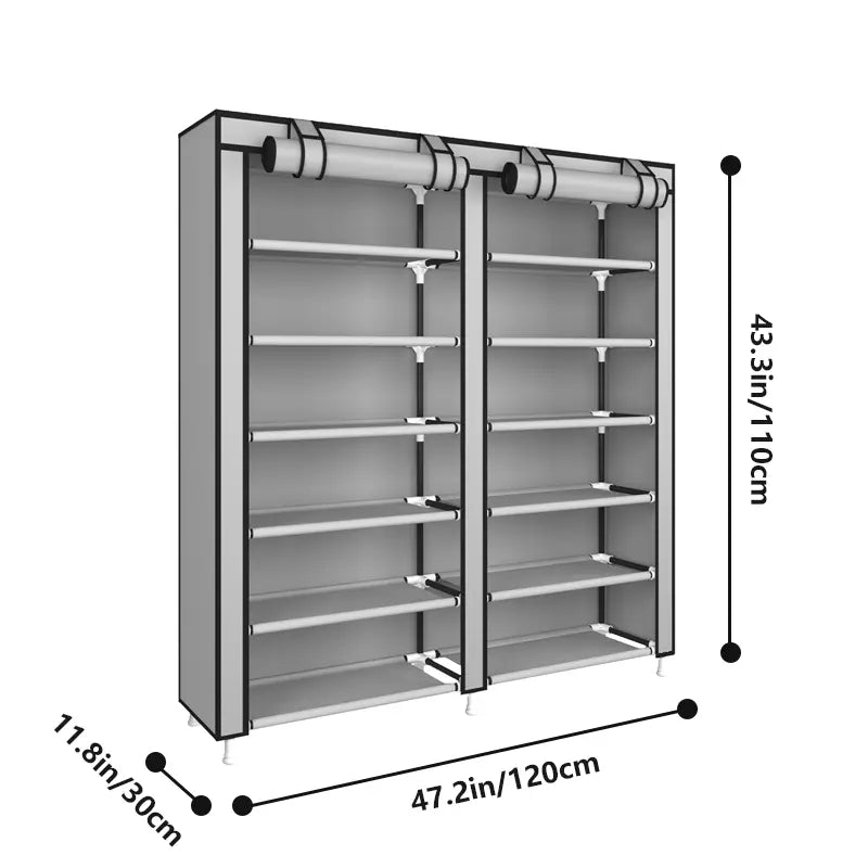 10 Tier Shoe Rack with Dustproof Cover Adjustable Storage Organizer