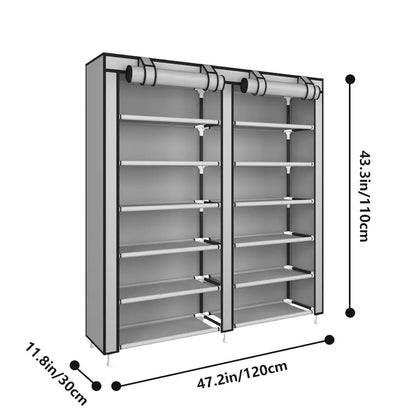 10 Tier Shoe Rack with Dustproof Cover Adjustable Storage Organizer