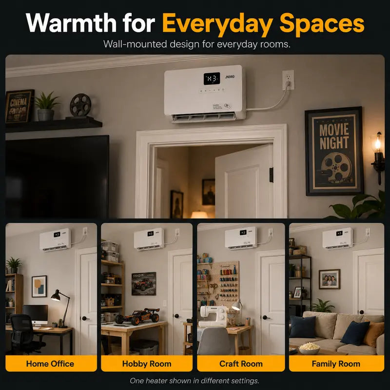 Smart Wall Heater, 1500W Fast Heating Electric Space Heater for Indoor Use, Wall Mounted Panel Heater with Oscillation Modes, 24-Hour Timer Overheat Protection for Bedroom, Bathroom, Office Heating System Adjustable Heating